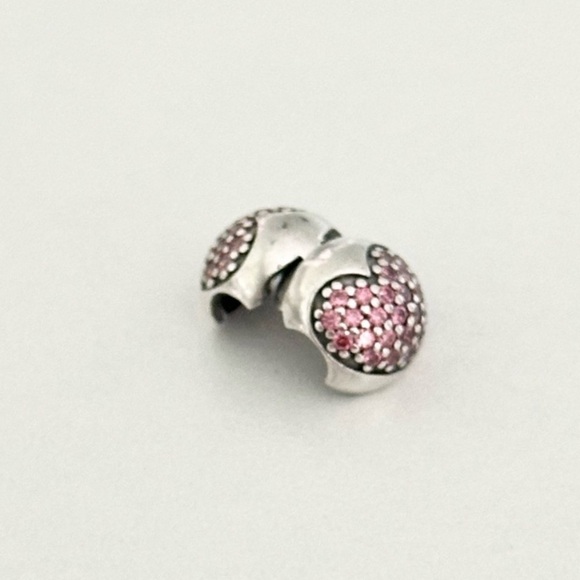 Pandora Pink CZ Sparkly Hearts Love Of My Life Rare Retired Clip Bead Charm - Picture 5 of 7